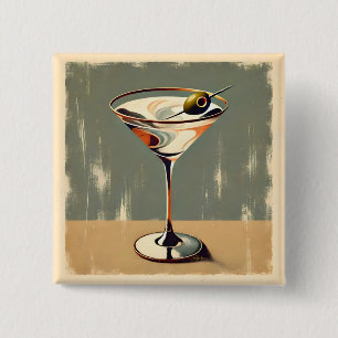 Badge Carré 5 Cm Mi-siècle Moderne 1 Olive Martini Peinture