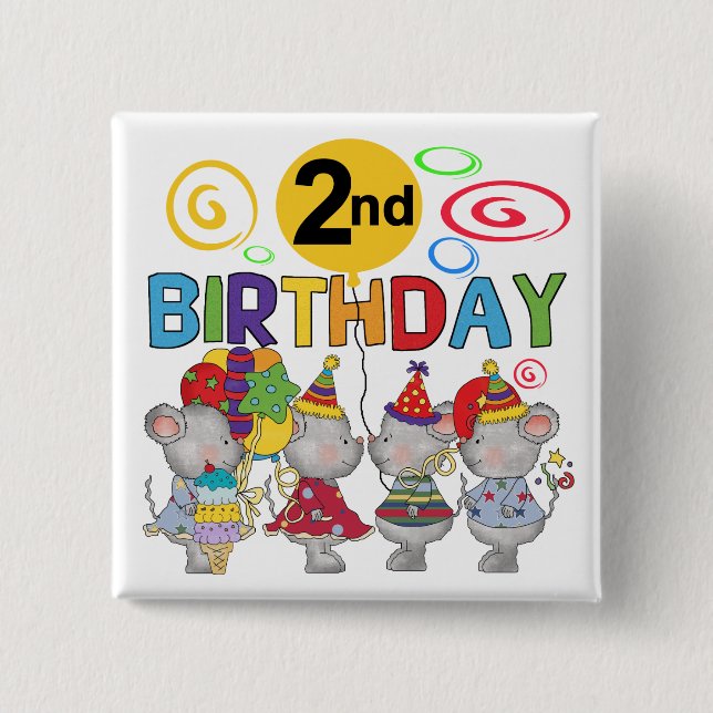 Badge Carré 5 Cm Mice 2e anniversaire T-shirts et cadeaux (Devant)