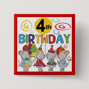Badge Carré 5 Cm Mice 4th Birthday T-shirts et cadeaux