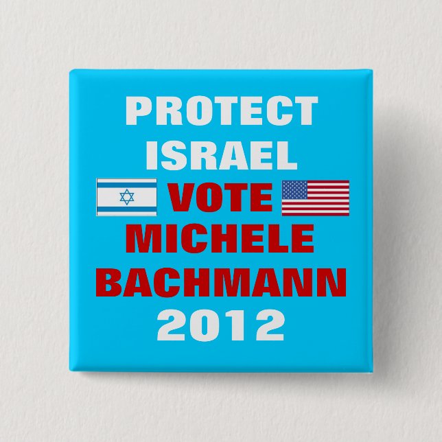 Badge Carré 5 Cm Michele Bachmann Israël 2012 (Devant)