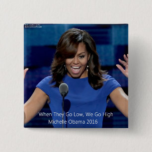Badge Carré 5 Cm Michelle Obama "Nous allons de l'avant" Collection