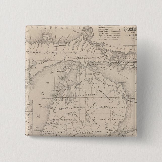 Badge Carré 5 Cm Michigan 5 (Devant)