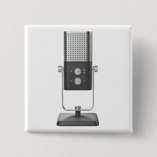Badge Carré 5 Cm Microphone de studio moderne