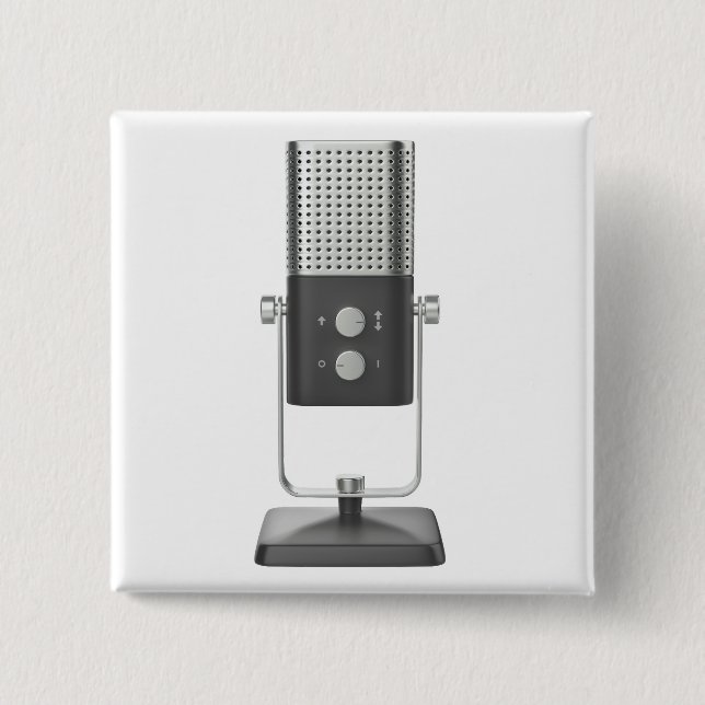 Badge Carré 5 Cm Microphone de studio moderne (Devant)