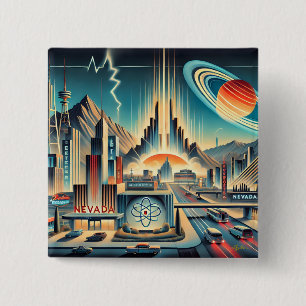 Badge Carré 5 Cm Mid Century Espace atomique Age Nevada Art