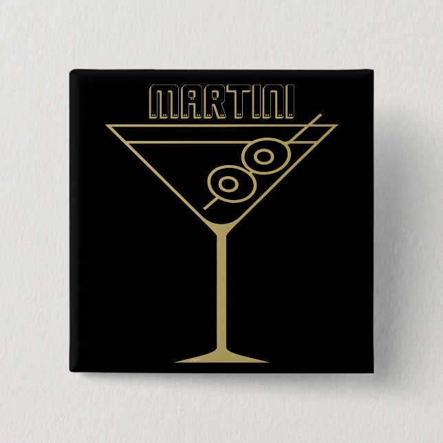 Badge Carré 5 Cm Mid Century Modern Gold 2 Olive Martini (Devant)