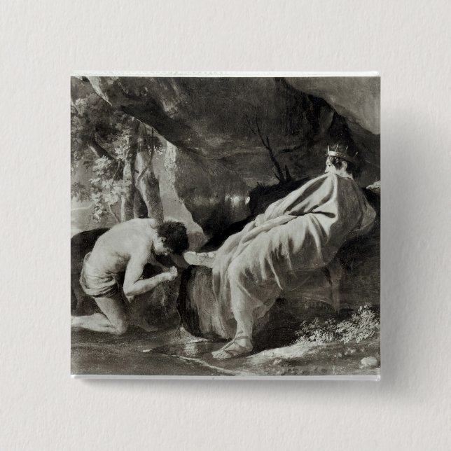 Badge Carré 5 Cm MIDAS à la source de la rivière Pactolus (Devant)