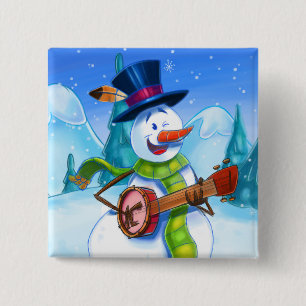 Badge Carré 5 Cm mignon bouton de dessin animé avec guitare jouant