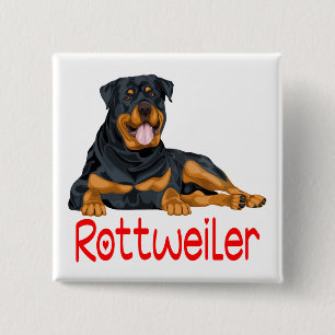 Badge Carré 5 Cm Mignon Chien Amoureux de Dessin Animé Rottweiler