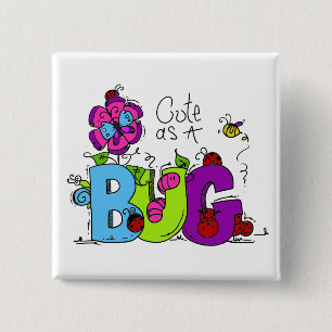 Badge Carré 5 Cm Mignon comme insecte