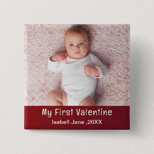 Badge Carré 5 Cm Mignon Moderne 1ère Saint Valentin Personnaliser l