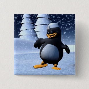 Badge Carré 5 Cm Mignon pingouin marin d'hiver Art de vacances enne