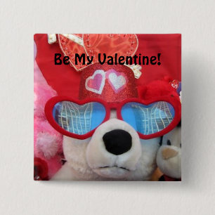 Badge Carré 5 Cm Mignon soyez mon bouton de Valentine