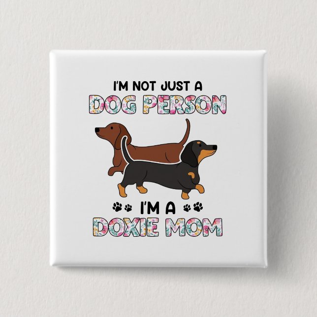 Badge Carré 5 Cm Mignonne Dachshund Wiener Doxies Chien Maman (Devant)