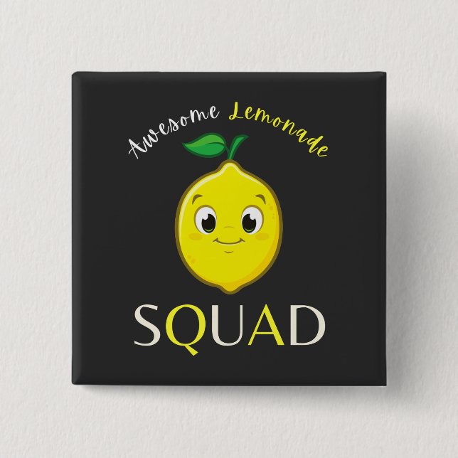 Badge Carré 5 Cm Mignonne Mignonne Citron souriant Magnifique Squad (Devant)