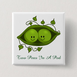 Badge Carré 5 Cm Mignons Deux Pois Dans Une Cosse