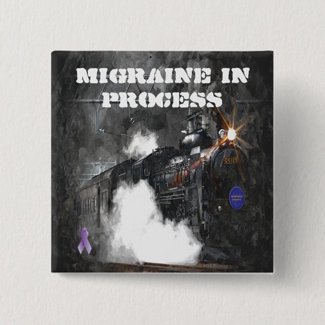Badge Carré 5 Cm Migraine dans le bouton de processus (Devant)