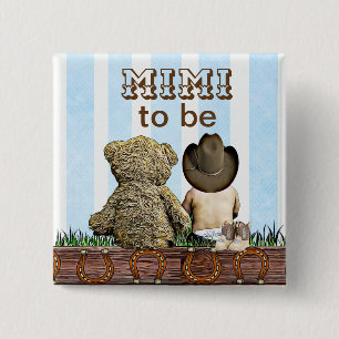 Badge Carré 5 Cm Mimi pour être baby shower de cowboy de Lil et