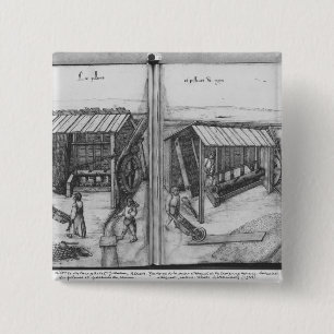 Badge Carré 5 Cm Mine argentée des Croix-aux.-Mines de La, Lorrain