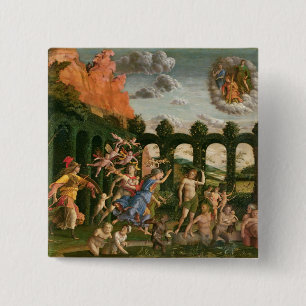 Badge Carré 5 Cm Minerva chassant les vices