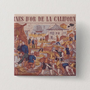 Badge Carré 5 Cm Mines d'or de la Californie
