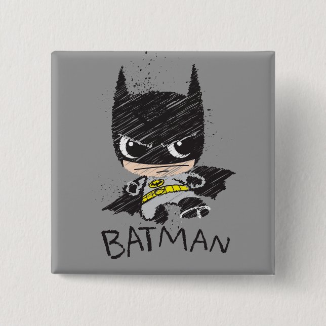 Badge Carré 5 Cm Mini classique Batman Sketch (Devant)