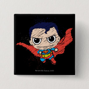 Badge Carré 5 Cm Mini-Superman Sketch