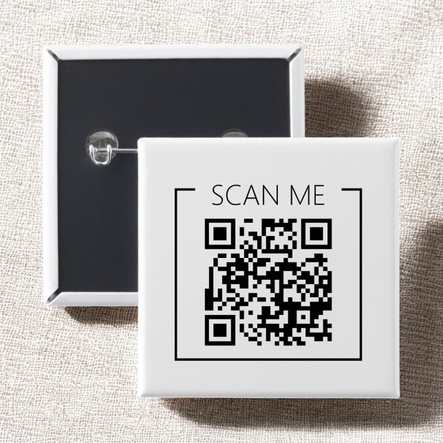 Badge Carré 5 Cm Minimalist QR Code Scan Me Business (Créateur téléchargé)