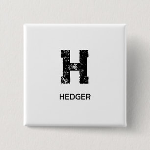 BADGE CARRÉ 5 CM MINIMALISTE NOIR UNE LETTRE MONOGRAMME NOM BLANC