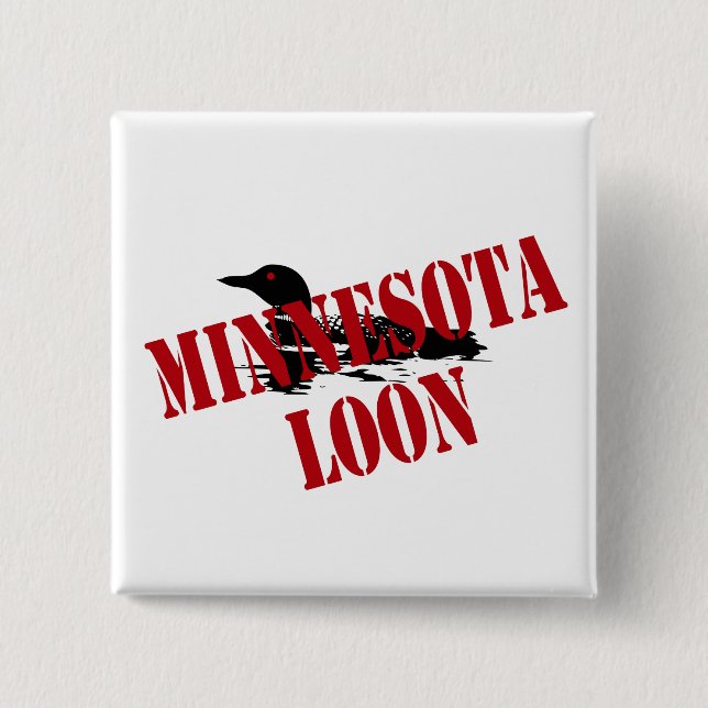 Badge Carré 5 Cm Minnesota Loon (Devant)