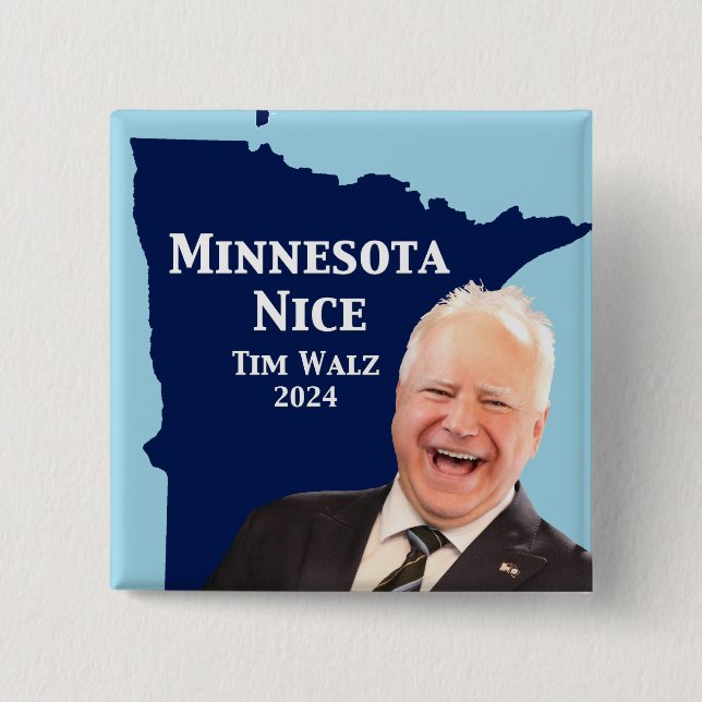 Badge Carré 5 Cm Minnesota Nice Tim Walz (Devant)