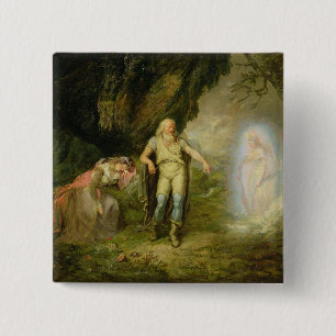 Badge Carré 5 Cm Miranda, Prospero et Ariel, "de la tempête" par
