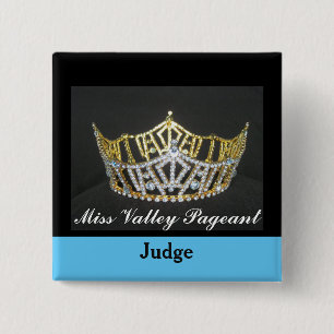 Badge Carré 5 Cm Miss America Style Juges Écran Bouton Personnalisé