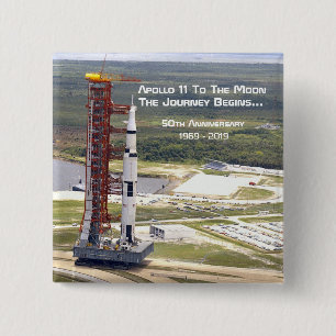 Badge Carré 5 Cm Mission Apollo 11 à l'anniversaire de la Lune
