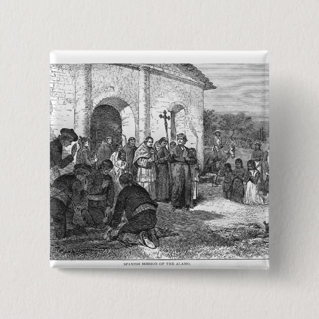 Badge Carré 5 Cm Mission espagnole d'Alamo (Devant)