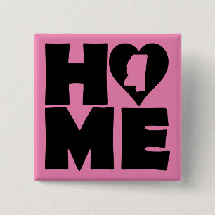 Badge Carré 5 Cm Mississippi Home Heart State Button Pin d'insigne