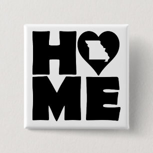 Badge Carré 5 Cm Missouri Home Heart State Button Badton Pin