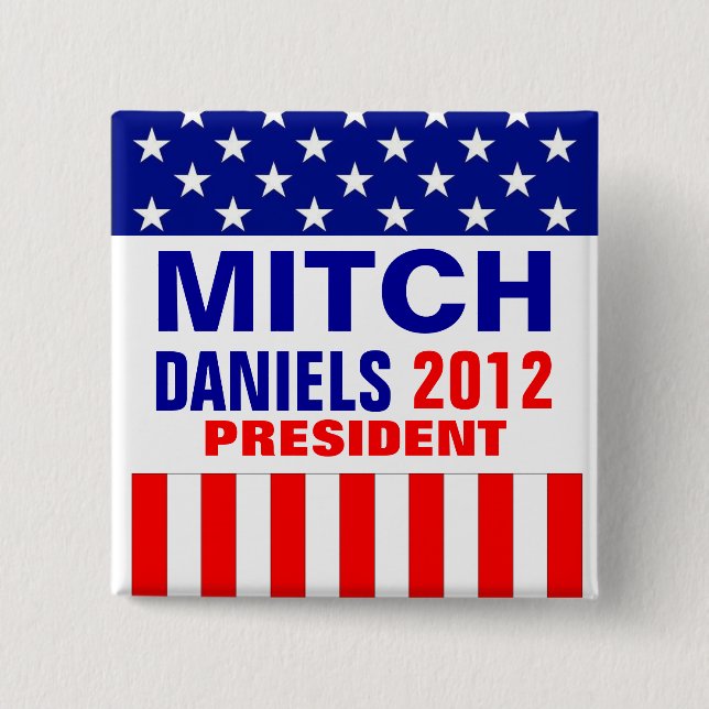 Badge Carré 5 Cm Mitch Daniels 2012 (Devant)