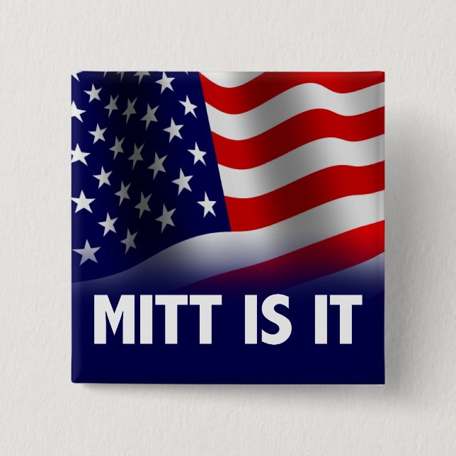 Badge Carré 5 Cm Mitt Is It - Romney Ryan 2012 (Devant)