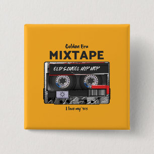Badge Carré 5 Cm Mixtape Ere d'Or 90's Vibes Old School Hip-Hop