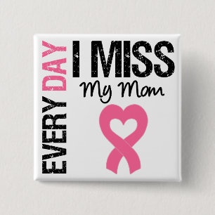 Badge Carré 5 Cm Mlle quotidienne My Mom du cancer du sein I