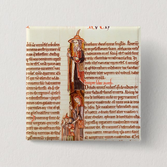 Badge Carré 5 Cm Mme 21 fol.97 Ruth et Boaz, d'une bible (Devant)