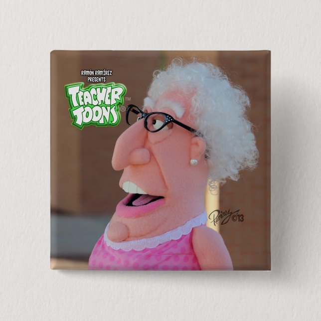 Badge Carré 5 Cm Mme Carrie Oki Button #3 (Devant)