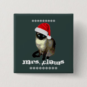 Badge Carré 5 Cm Mme Griffes Chat Siamois Noël Kitty