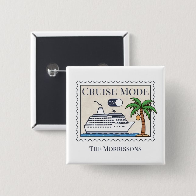 Badge Carré 5 Cm Mode Croisière Sur Personnalisé (Devant & derrière)