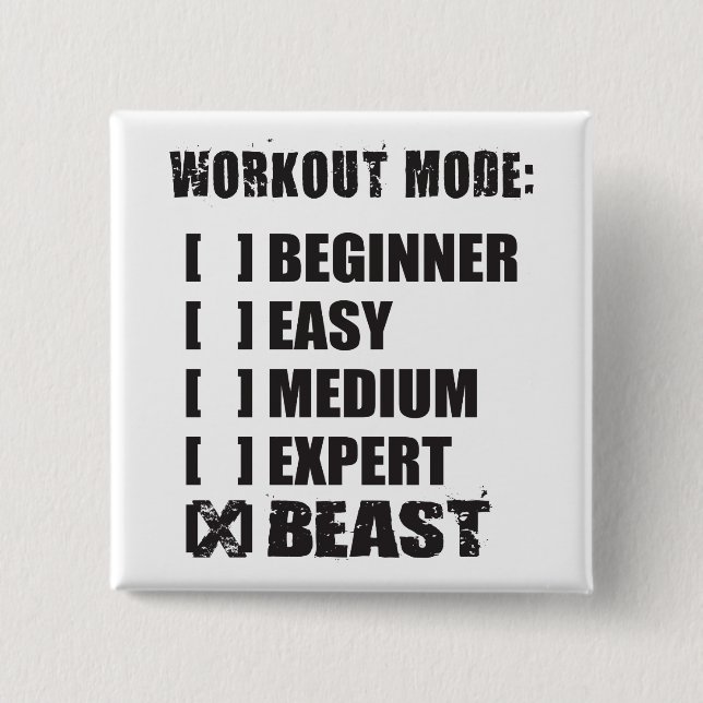 Badge Carré 5 Cm Mode d'entraînement - BEAST (Devant)