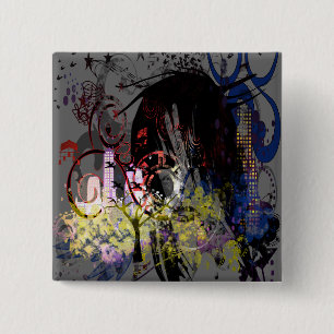 Badge Carré 5 Cm Mode Diva tourbillonné