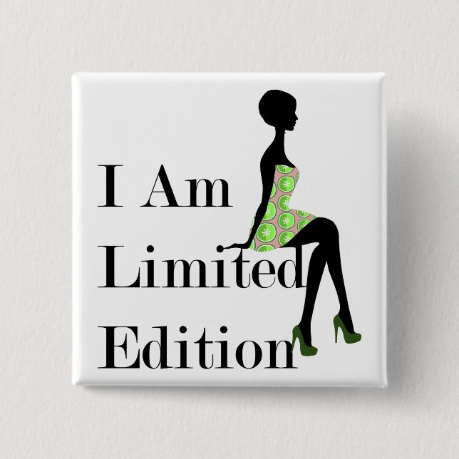 Badge Carré 5 Cm Mode Silhouette I Am Limited Edition Citation (Devant)