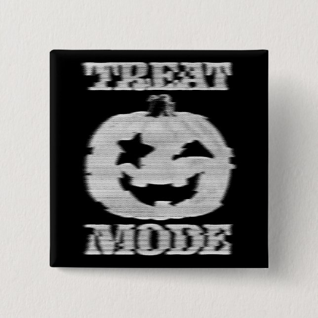 Badge Carré 5 Cm Mode traitement Citrouille Glitchy (Devant)