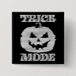 Badge Carré 5 Cm Mode Trick Citrouille Glitchy